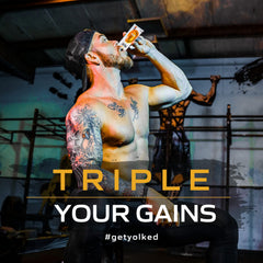 YOLKED vanilla flavored powder package for convenient performance nutrition.