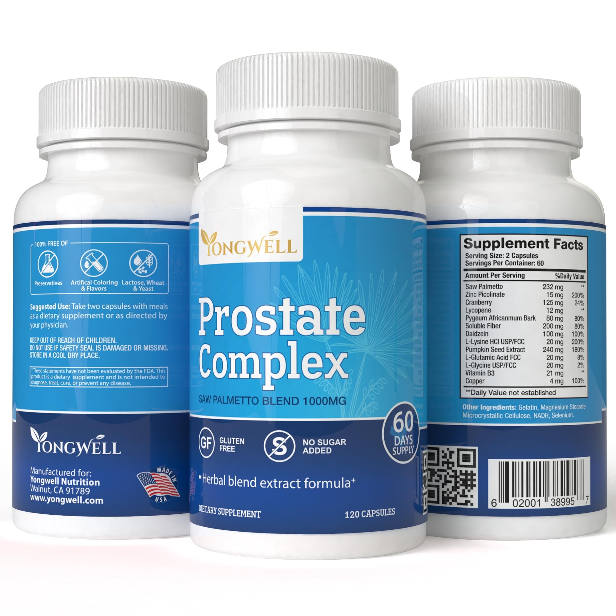 YongWell Prostate Complex 60-day supply concept on shelf