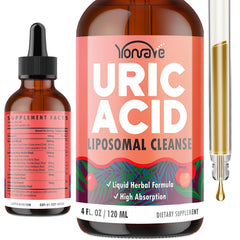 Yonrave Liposomal Uric Acid Drops bottle shown for daily wellness support.