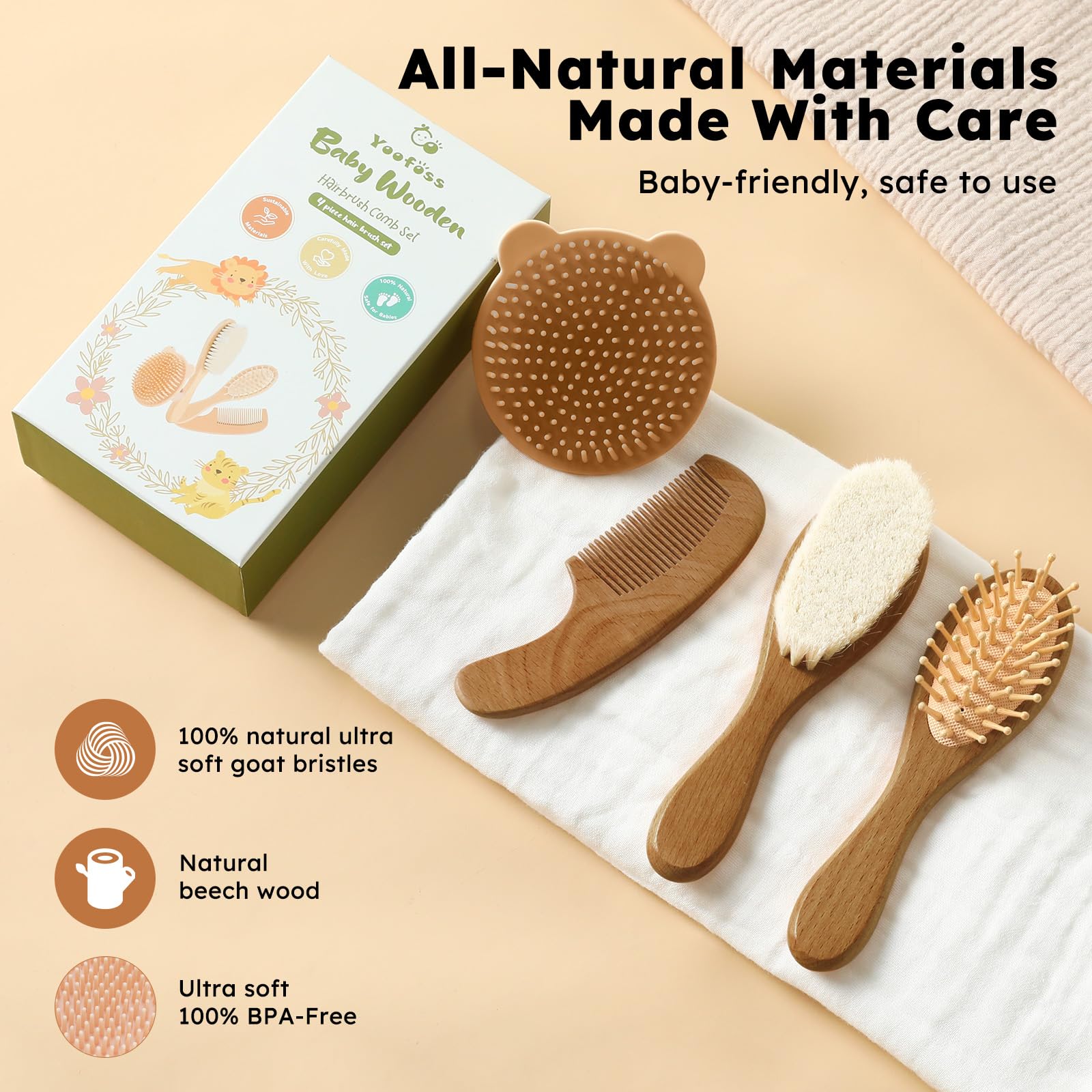Yoofoss silicone cradle cap brush included for gentle scalp cleaning