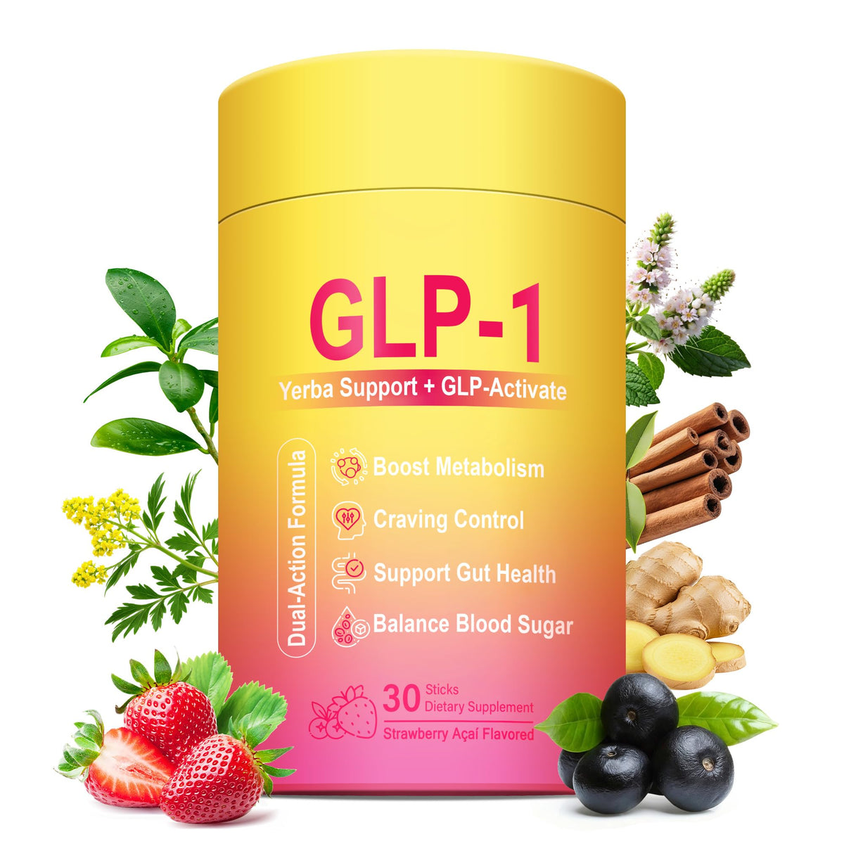 Yooloks Cutting Drink Mix in a glass with strawberry acai flavor delivering refreshing energy.