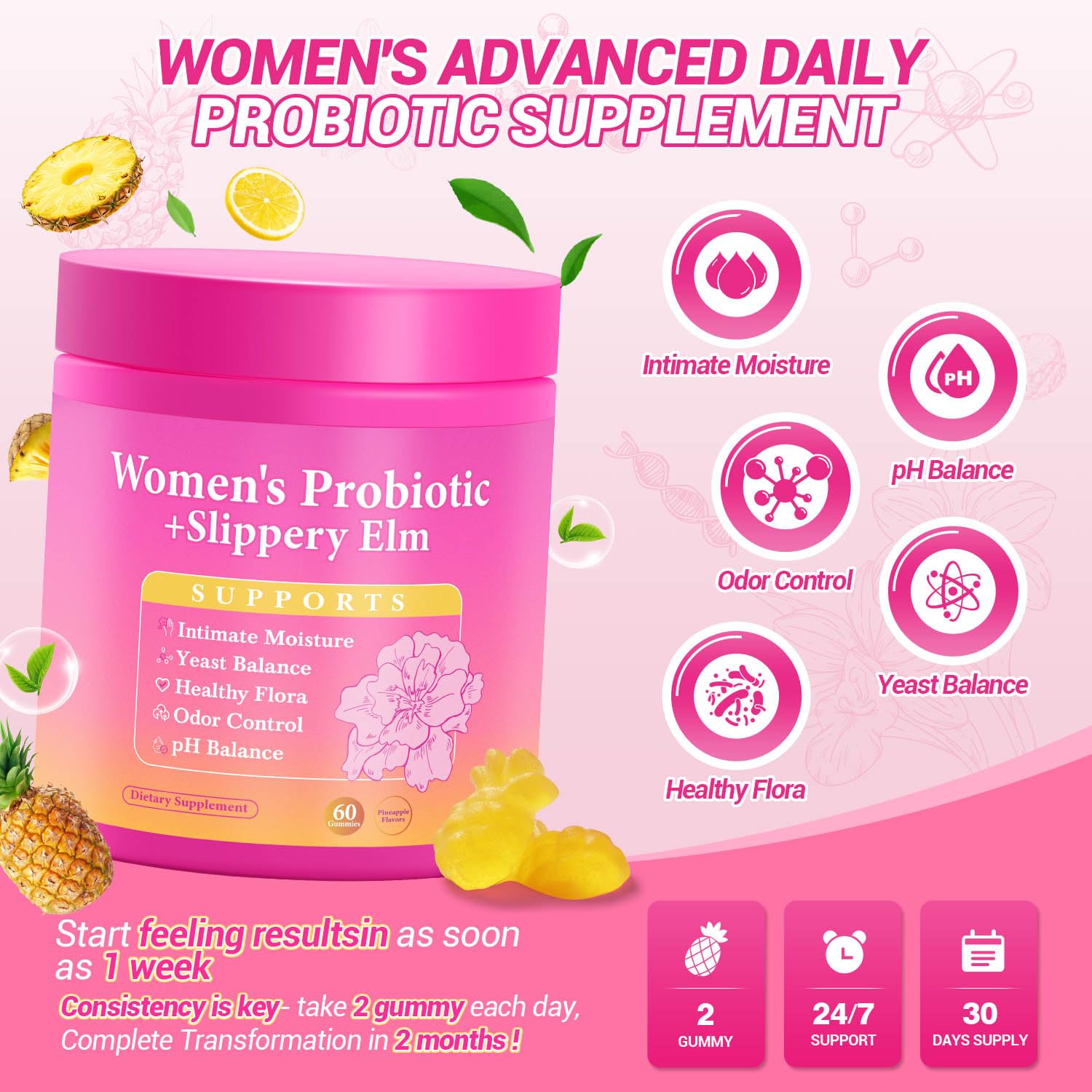Yooloks Her Juicy pineapple gummies offer tasty daily wellness.
