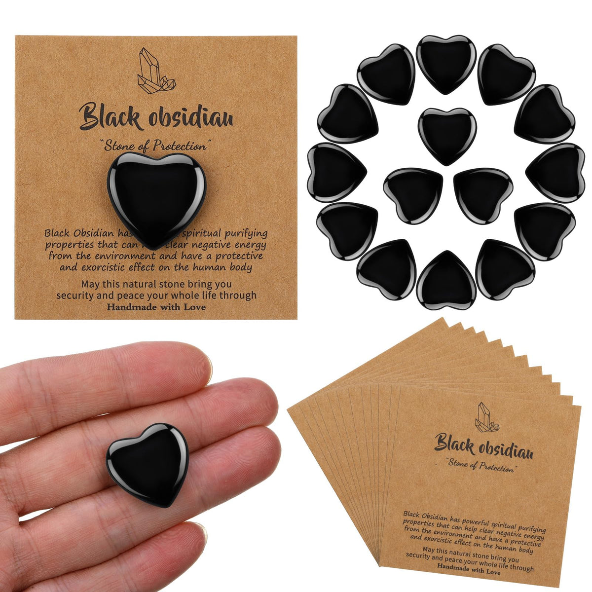 YooNotee black obsidian heart 0.8-inch close-up, a portable focus and relaxation tool.