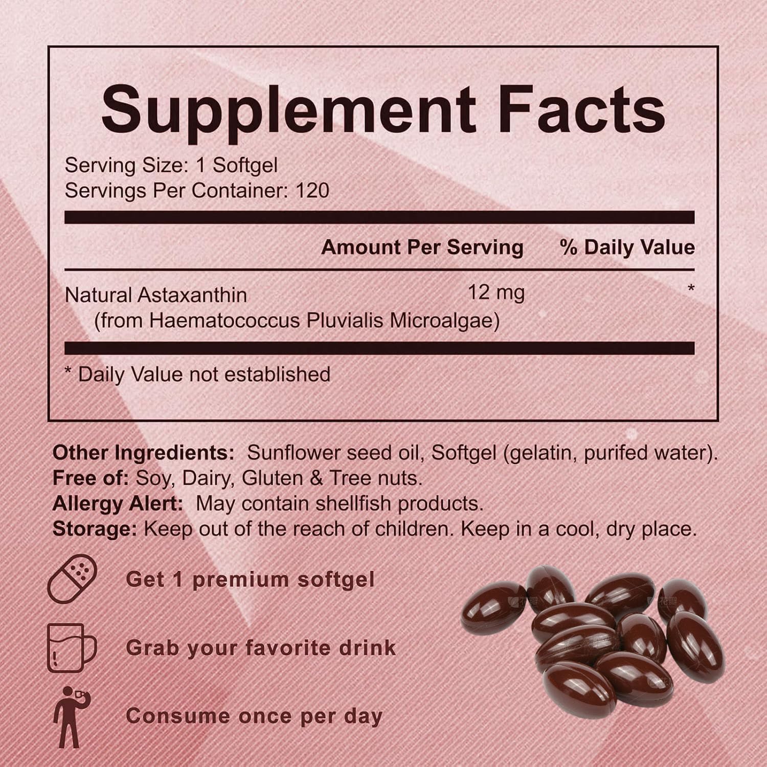 Yoqpoe Astaxanthin 12mg health scene emphasizing eye and skin benefits.