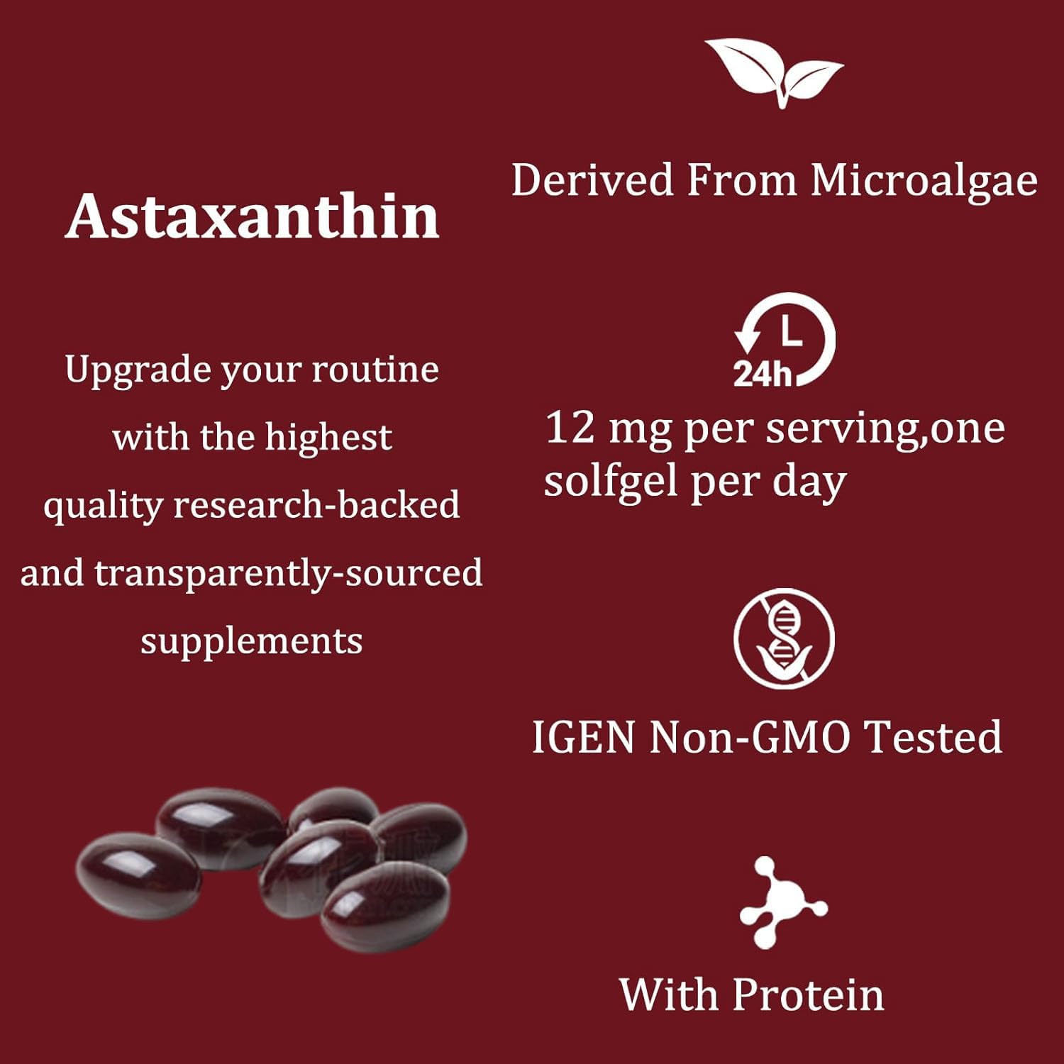 Yoqpoe Astaxanthin 12mg pack shot suggesting long-term daily wellness support.