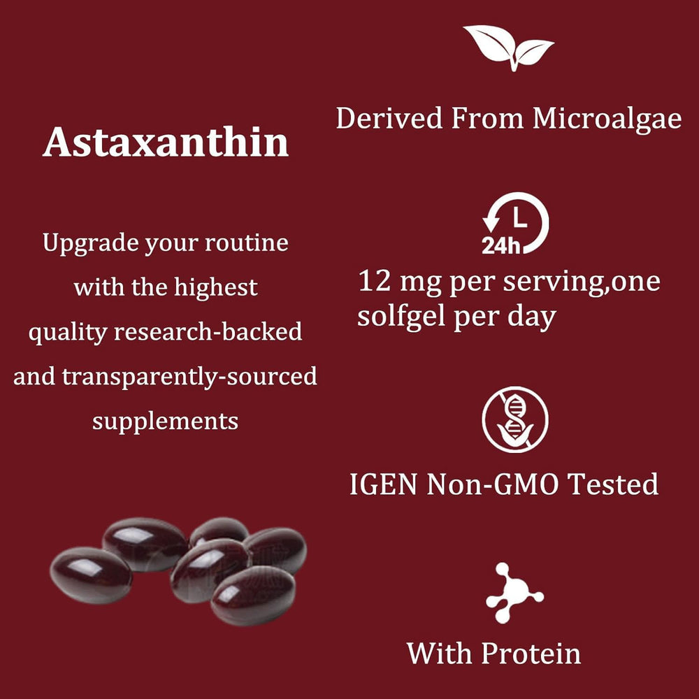 Yoqpoe Astaxanthin 12mg pack shot suggesting long-term daily wellness support.
