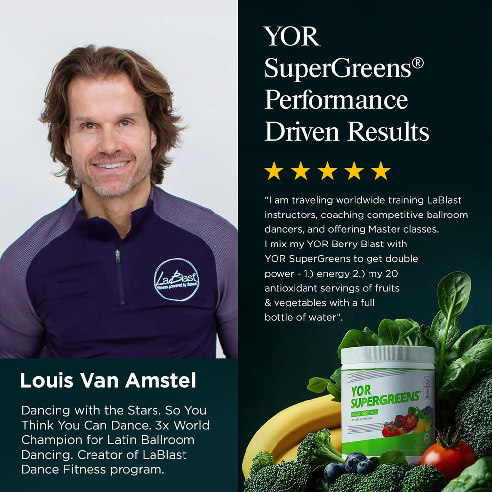 YOR Health SuperGreens spirulina and chlorella blend in powder form