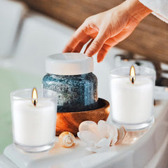 YOROXRG hand-poured wax votive candle for smooth, even burning.