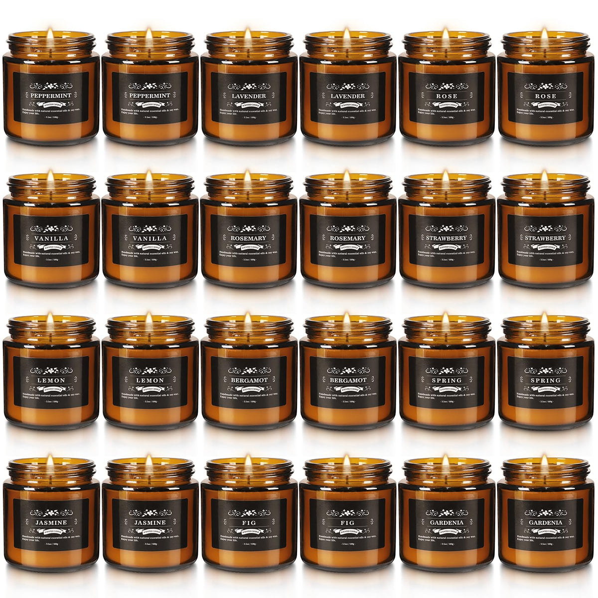 YOROXRG 24-pack scented candles display with natural essential oils for ambient home fragrance