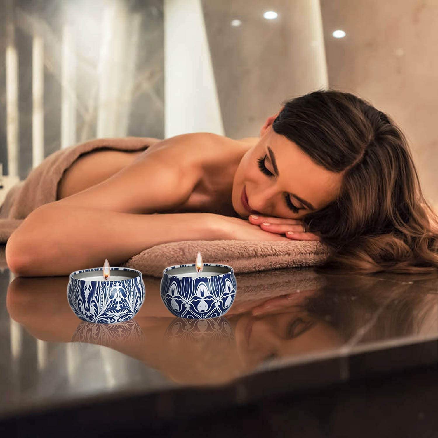 YOROXRG Mediterranean Fig candle travel tin adds warmth to rooms.