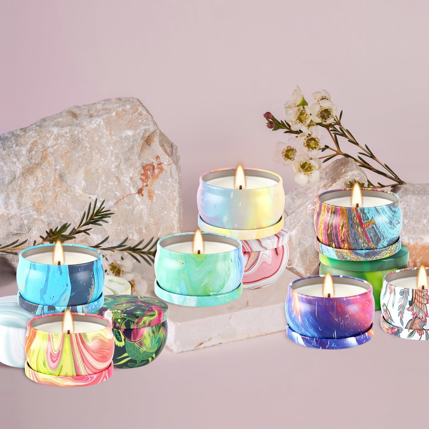 YOROXRG candle with natural fiber wick for steady burn.