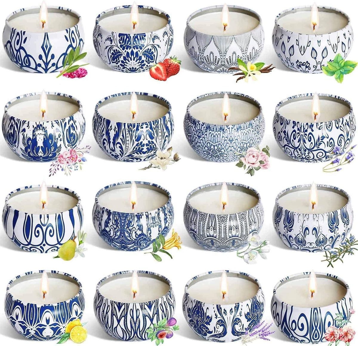 YOROXRG scented candle set 16-pack travel tin refreshes air and creates cozy ambience.