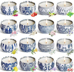 YOROXRG scented candle set 16-pack travel tin refreshes air and creates cozy ambience.