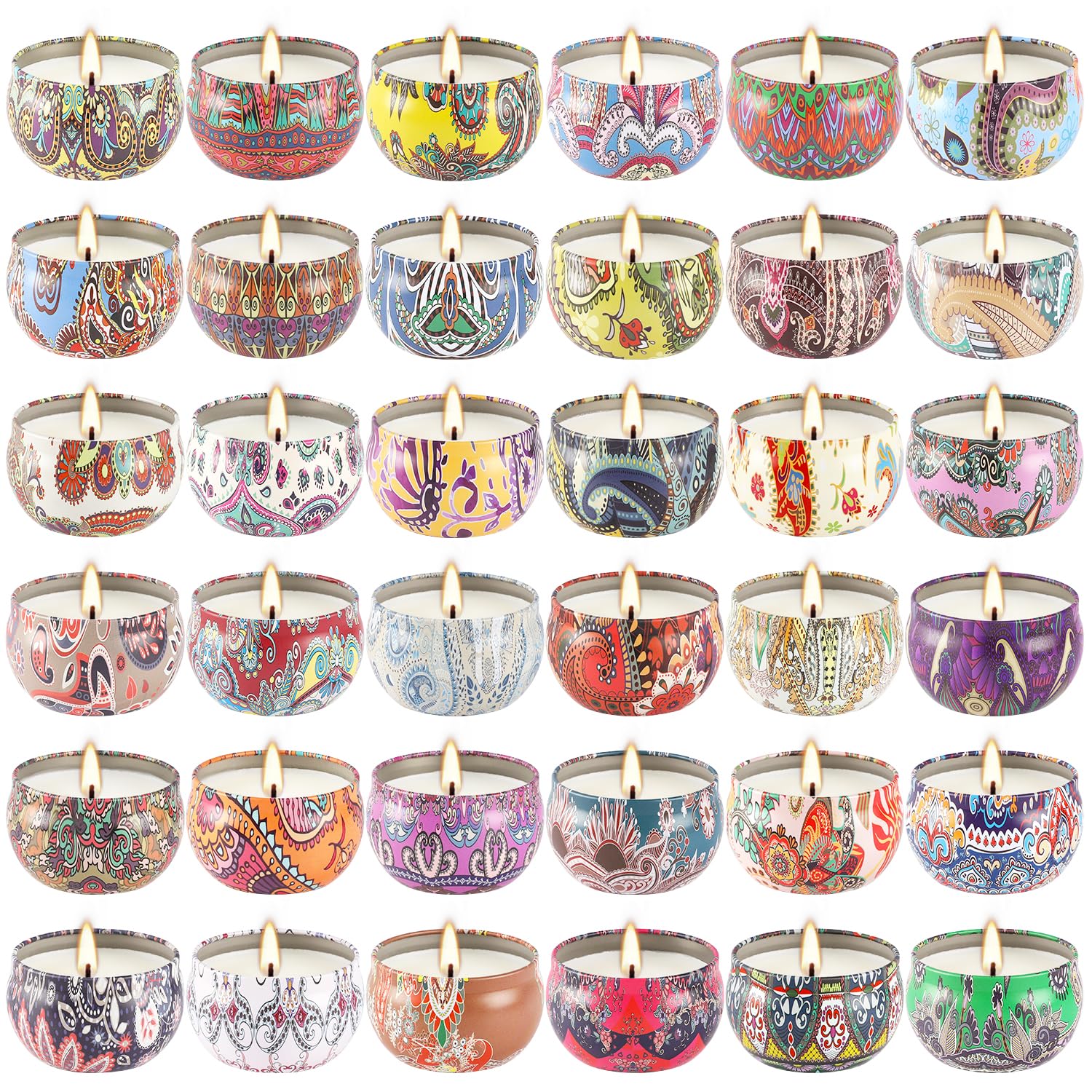 YOROXRG scented candles 36-pack in tin jars for versatile home ambiance.