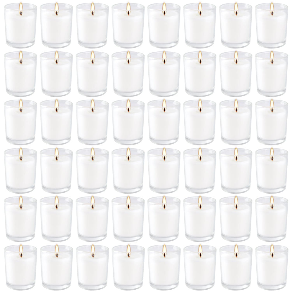 YOROXRG white unscented votive candle in clear glass for elegant ambiance.