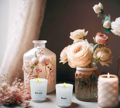 YOSICIL Geranium candle in white jar for fresh fragrance