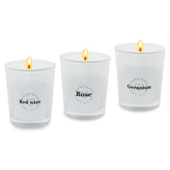 YOSICIL Rose candle in white jar for calming ambience