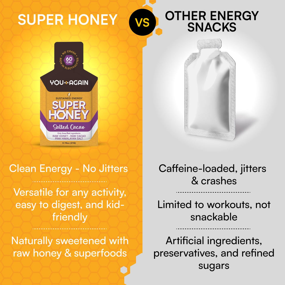 You Again creamed honey texture packet emphasizing smooth consumption.