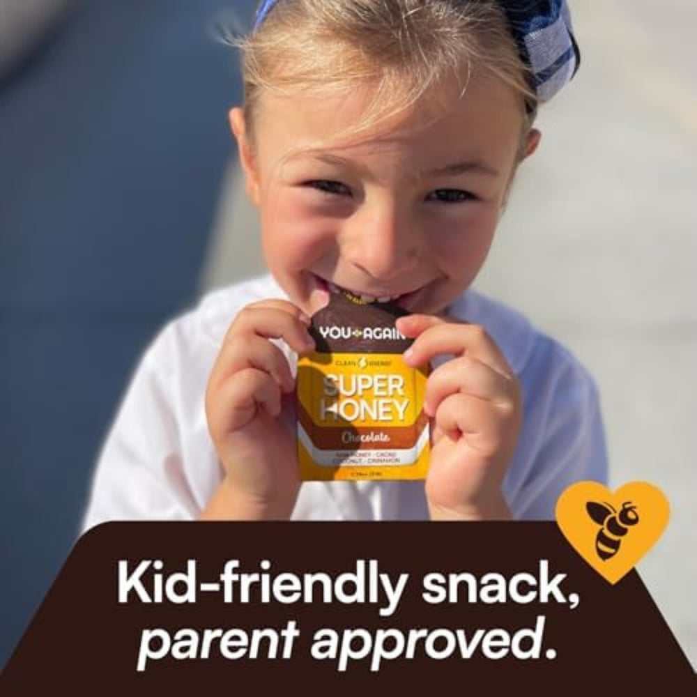 You Again Super Honey gel nutrition label highlights gluten-free, paleo-friendly ingredients.