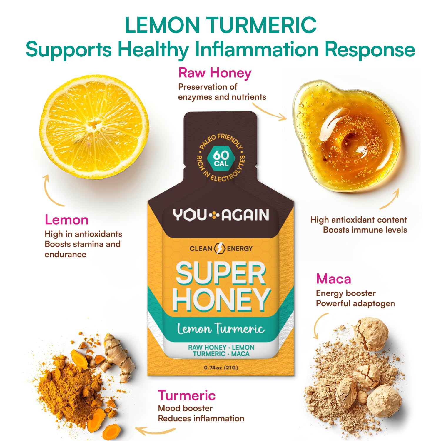 You Again Super Honey Lemon Turmeric box 8 count highlights portability.