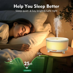 YOUENKITY diffuser seven-color ambient light creates a relaxing atmosphere in any room.
