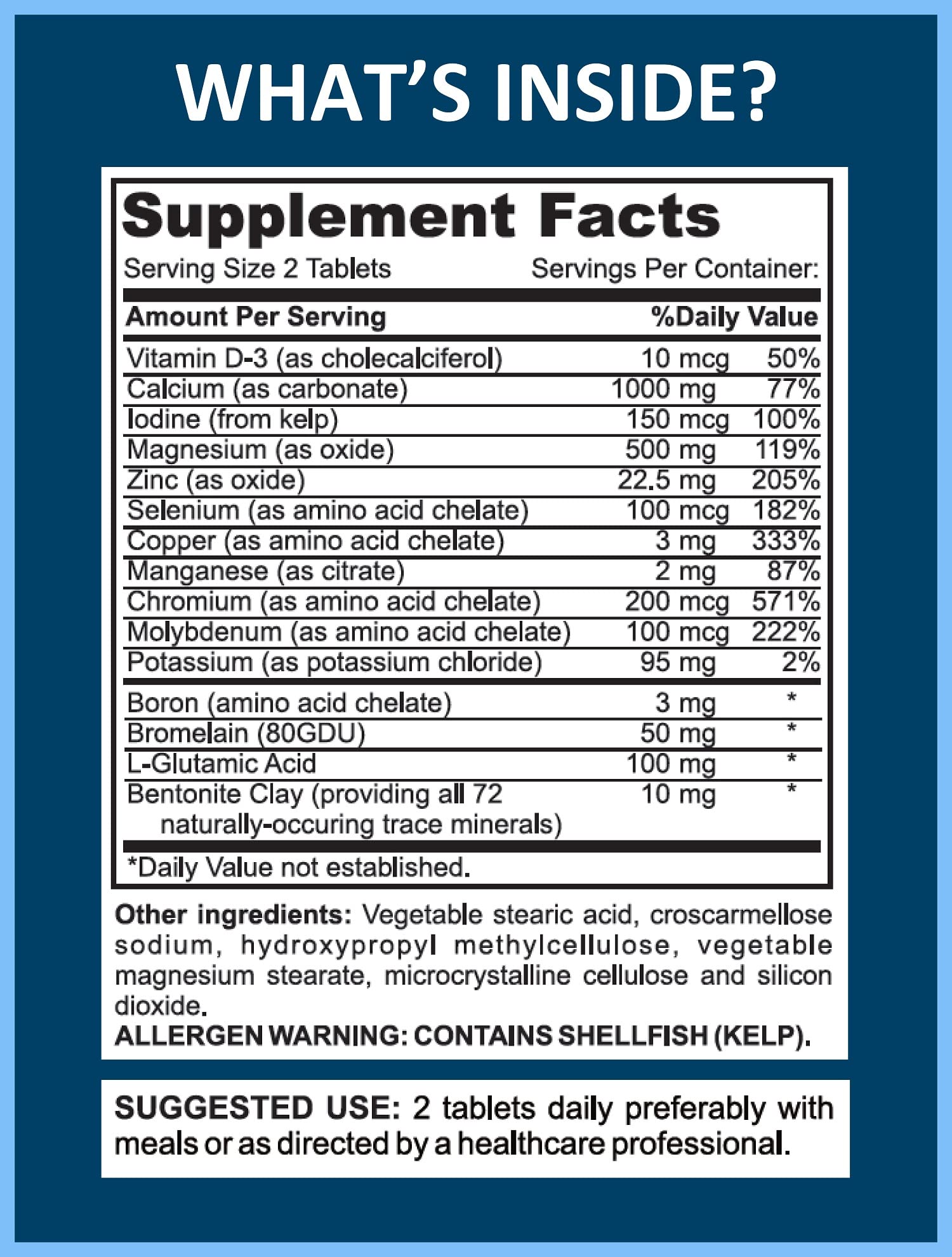 YouFit Mega Minerals bottle back shows iron-free formula for gentle daily mineral support.