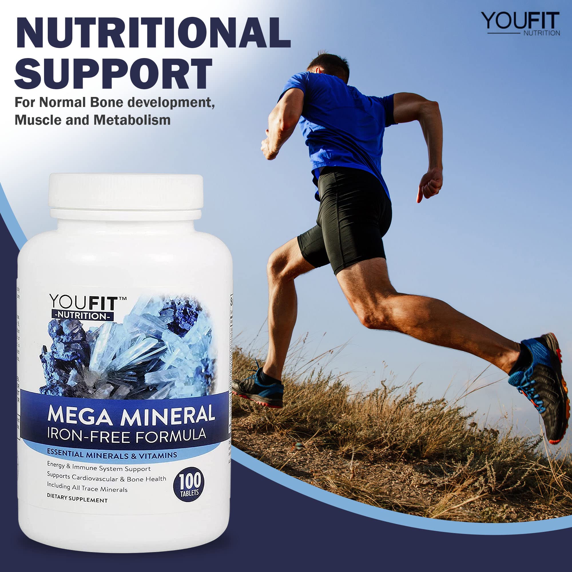 Lifestyle scene with YouFit Mega Minerals for an active daily routine.