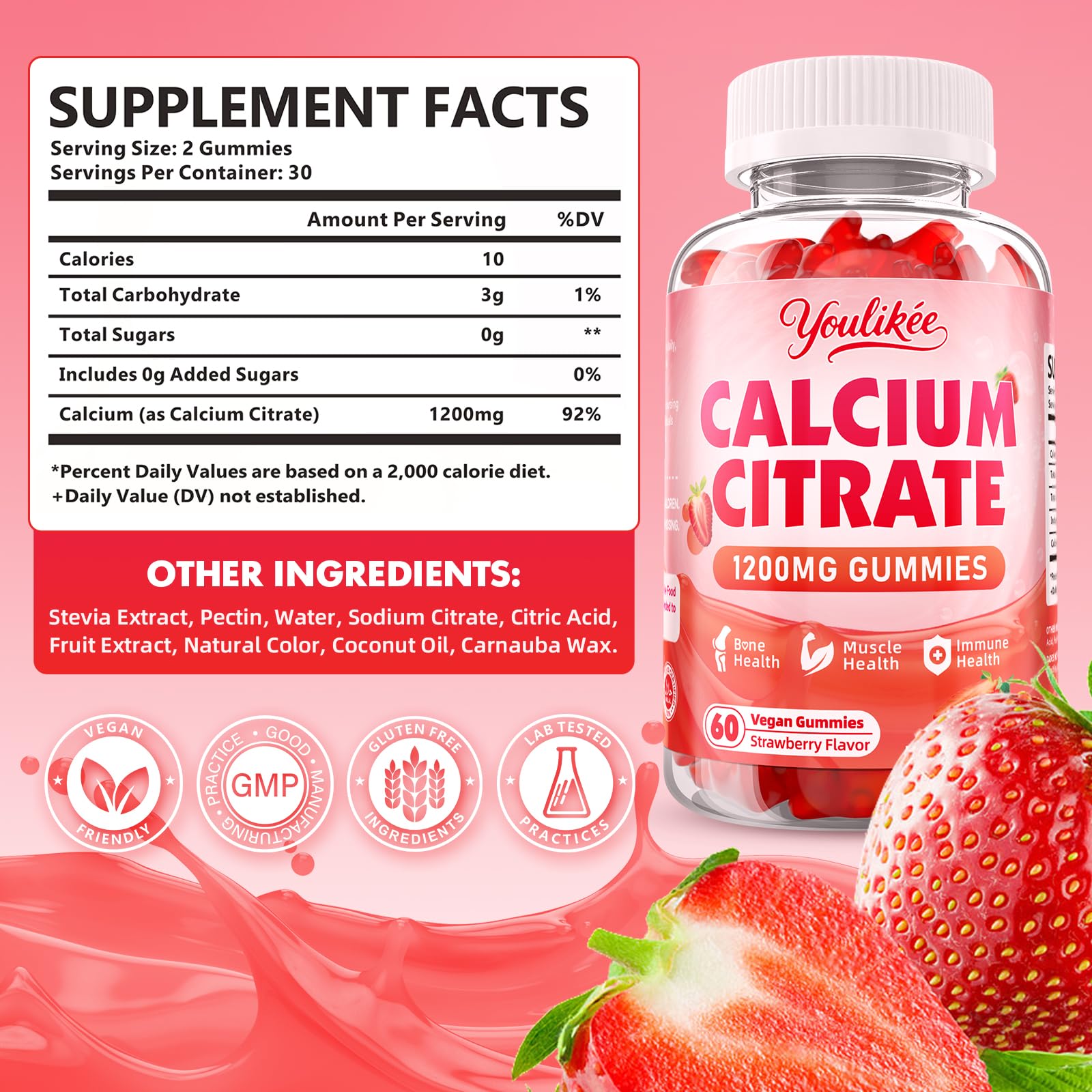Youlikee Calcium Citrate Gummies vegan-soft-chews for daily wellness.