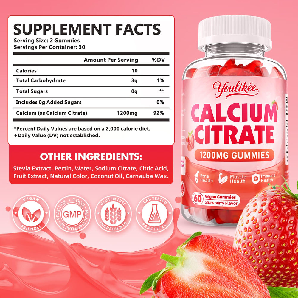Youlikee Calcium Citrate Gummies vegan-soft-chews for daily wellness.