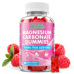 Youlikee magnesium carbonate gummies bottle shows 500mg potency for daily wellness.