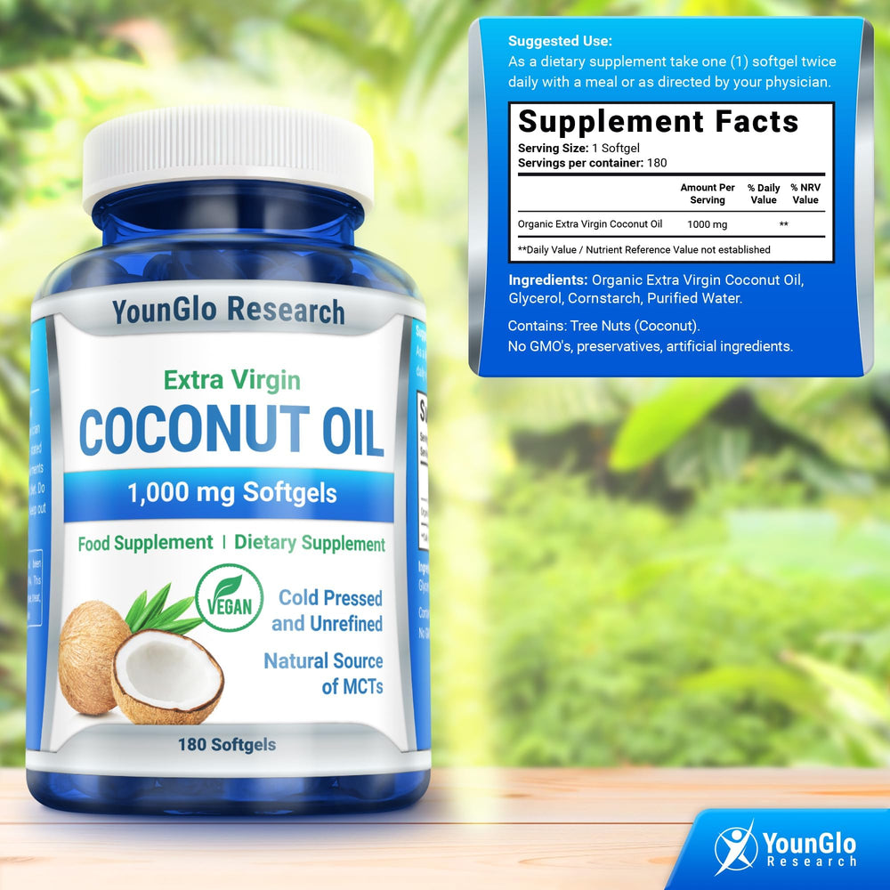 YounGlo Research Coconut Oil ingredients-non-gmo highlight vitamin E content