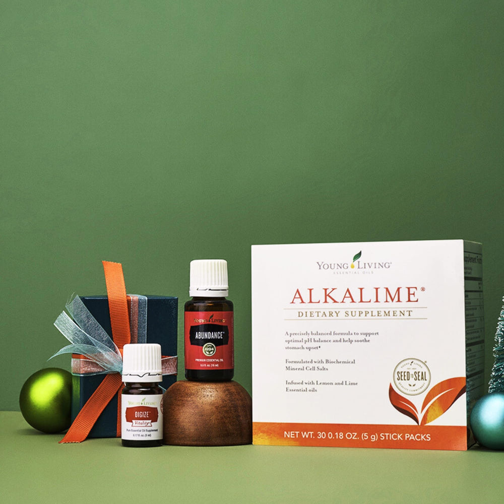 Young Living AlkaLime sticks organized for retail display.