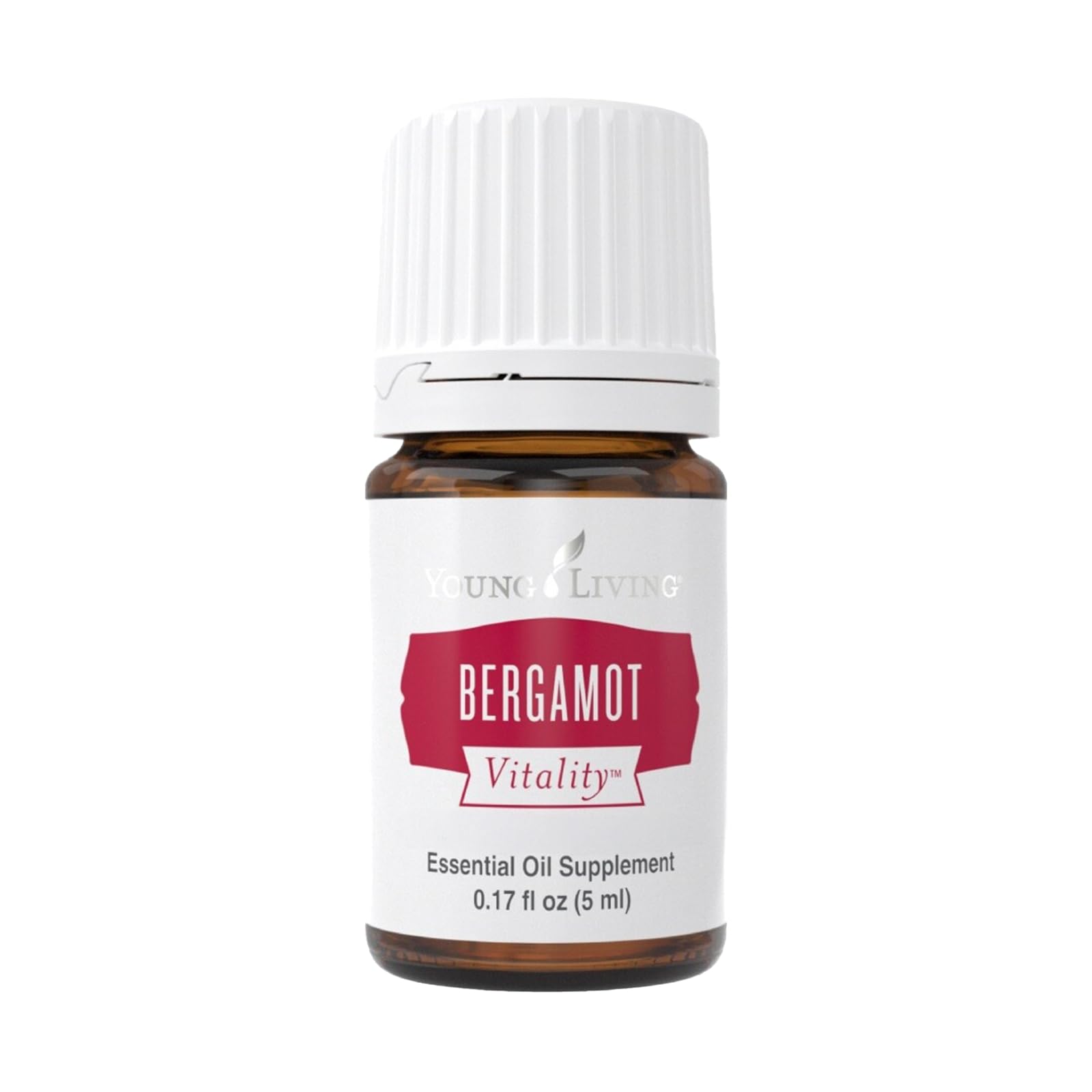 Young Living Bergamot Vitality 5ml bottle close-up highlighting citrus flavor for recipes.