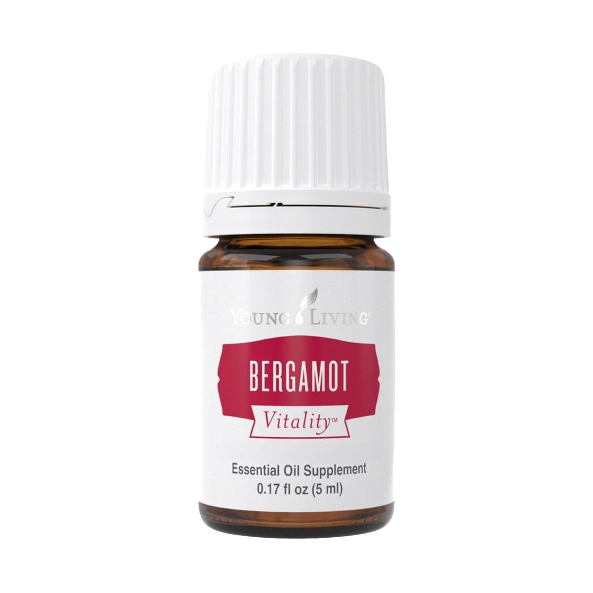 Young Living Bergamot Vitality 5ml bottle close-up highlighting citrus flavor for recipes.