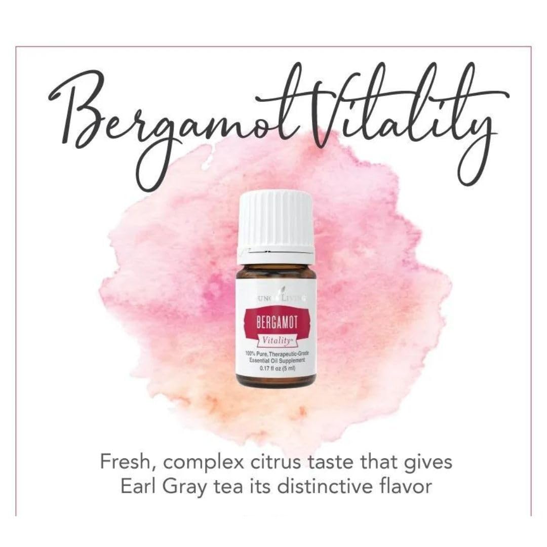 Young Living Bergamot Vitality poured into tea for a bright, uplifting citrus aroma.