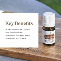 Young Living Black Pepper Vitality 5ml enhances soups with warm peppery notes