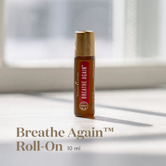 Young Living Breathe Again roll-on applied to wrist for easy daily inhalation