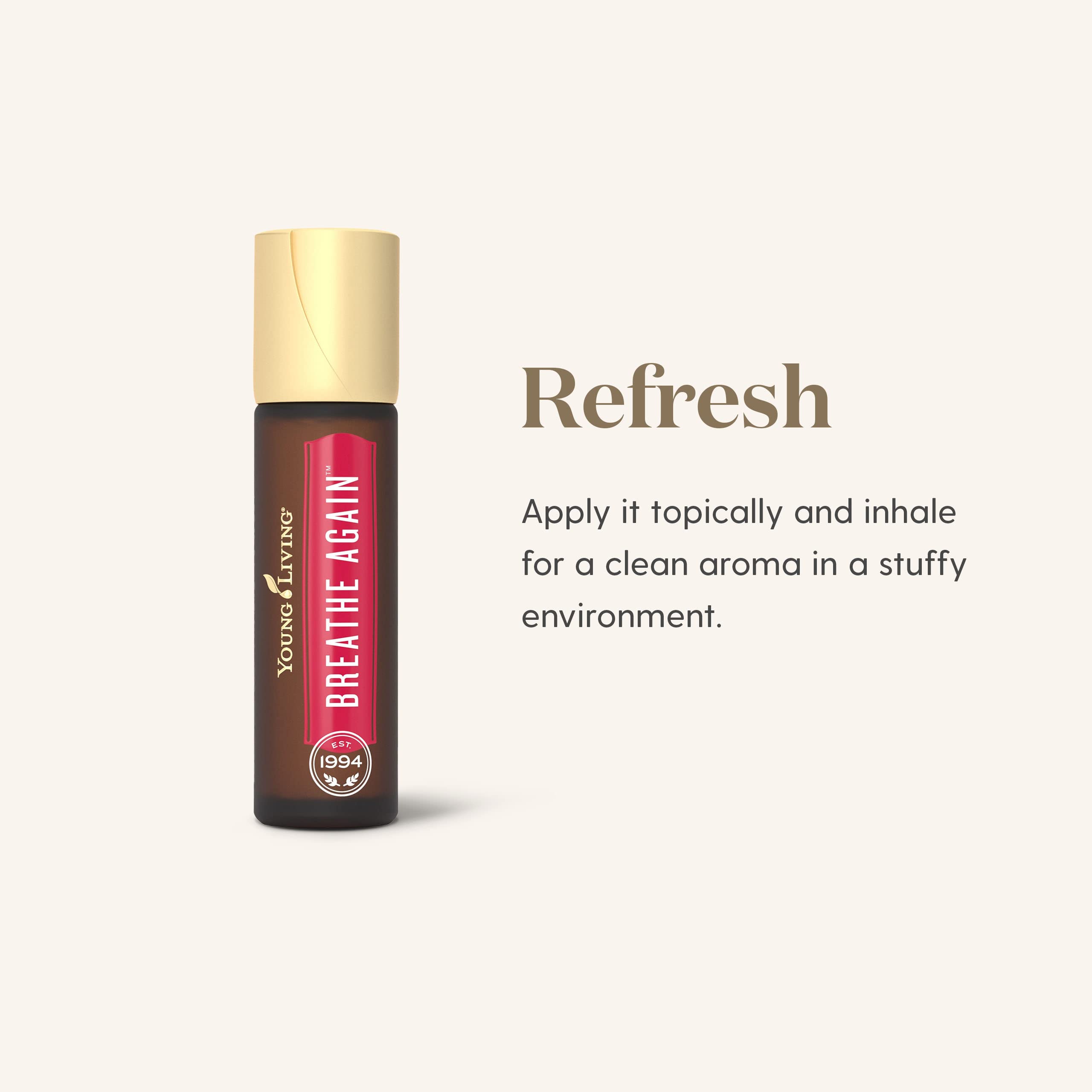 Young Living Breathe Again travel-size roll-on ready for daily routines