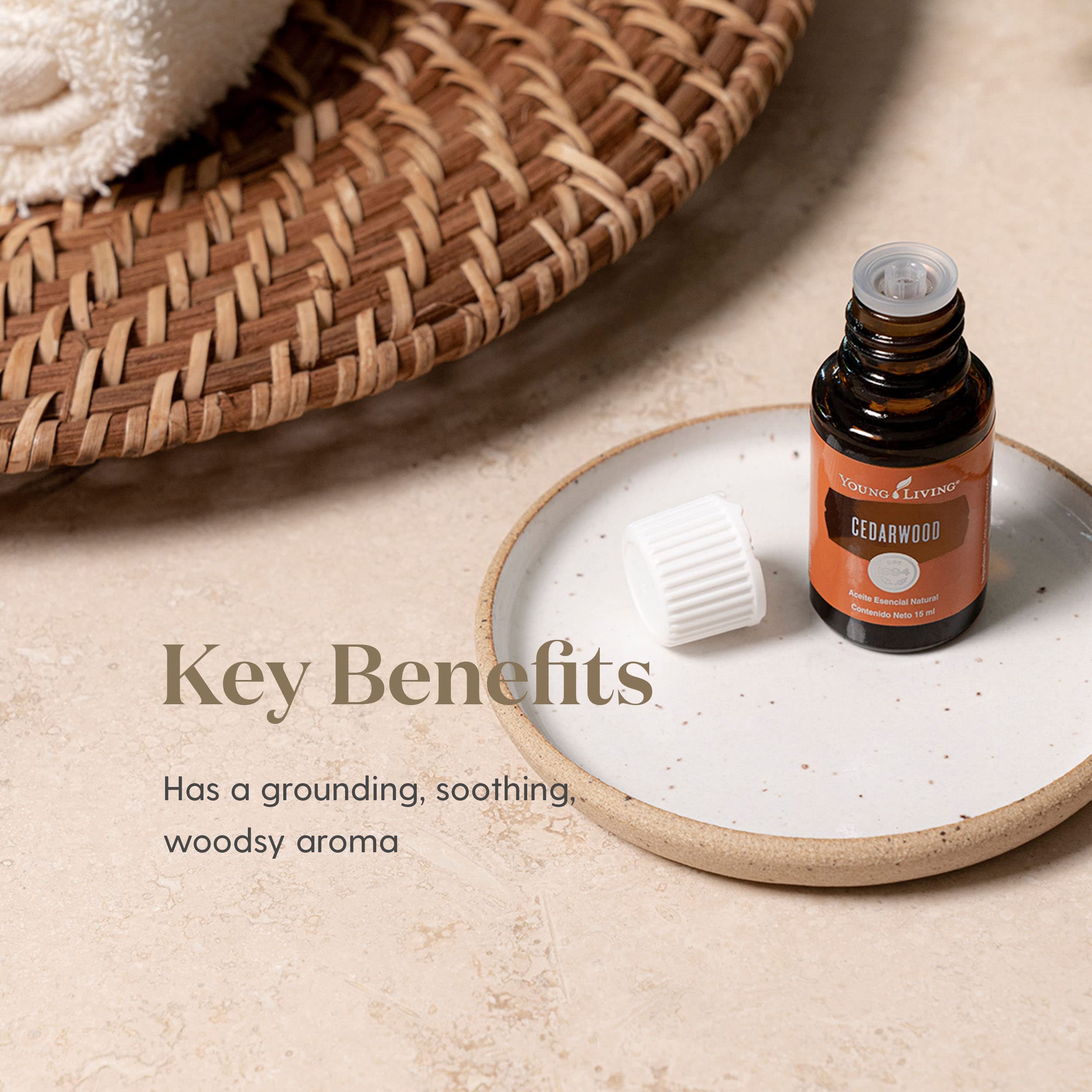 Young Living Cedarwood hair care blend for healthier shine.