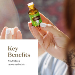 Young Living citronella with lemongrass and cedarwood notes for refreshing outdoor spray.