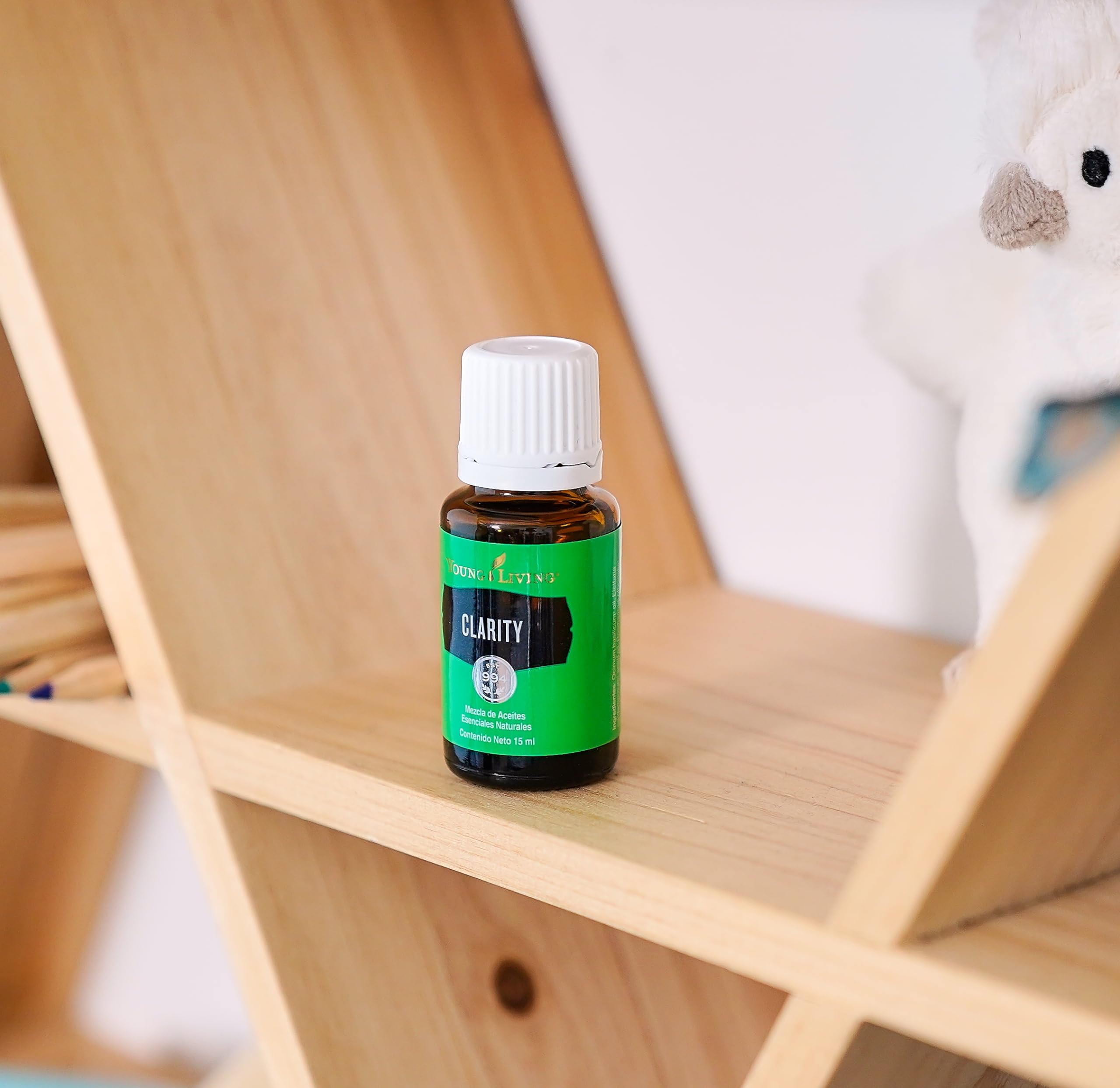 Young Living Clarity shown in an office desk setup for focus sessions.