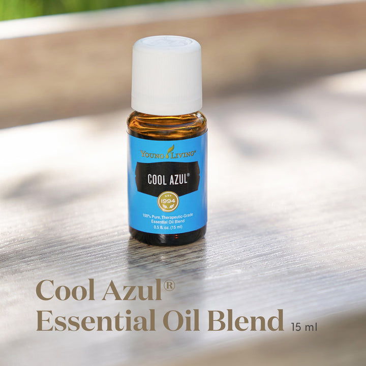 Young Living Cool Azul spa-scene showcases a serene self-care moment.