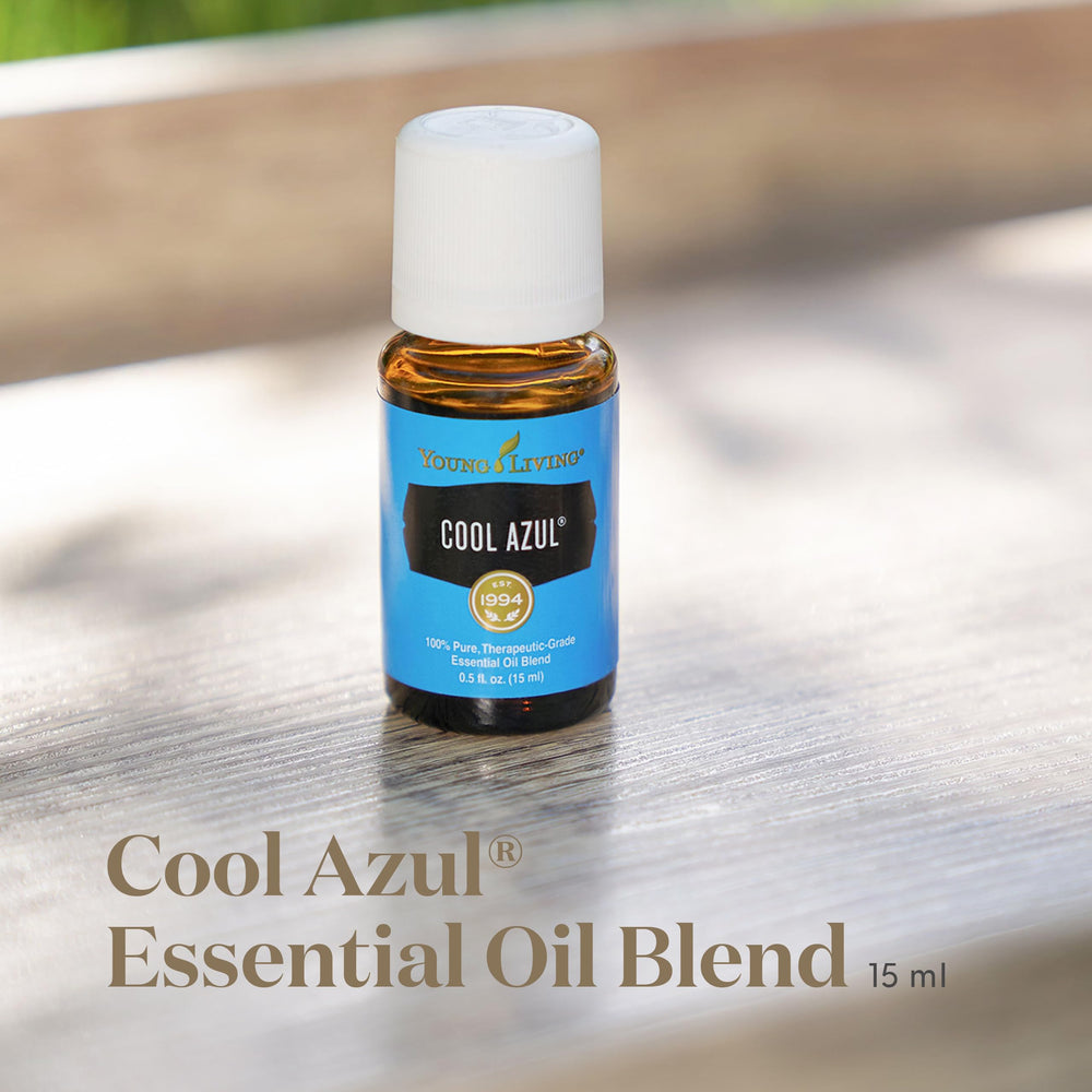 Young Living Cool Azul spa-scene showcases a serene self-care moment.