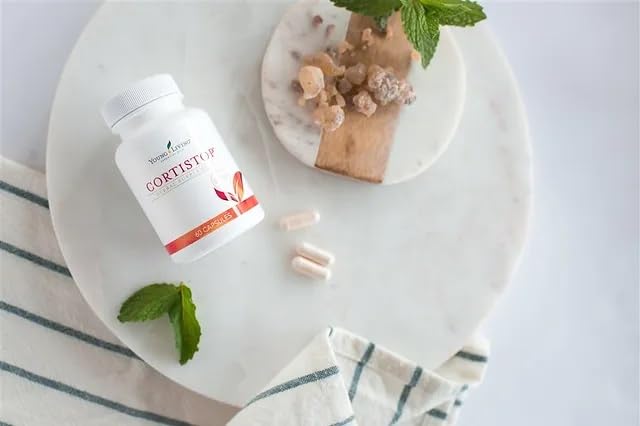 Young Living CortiStop packaging in a calm wellness scene
