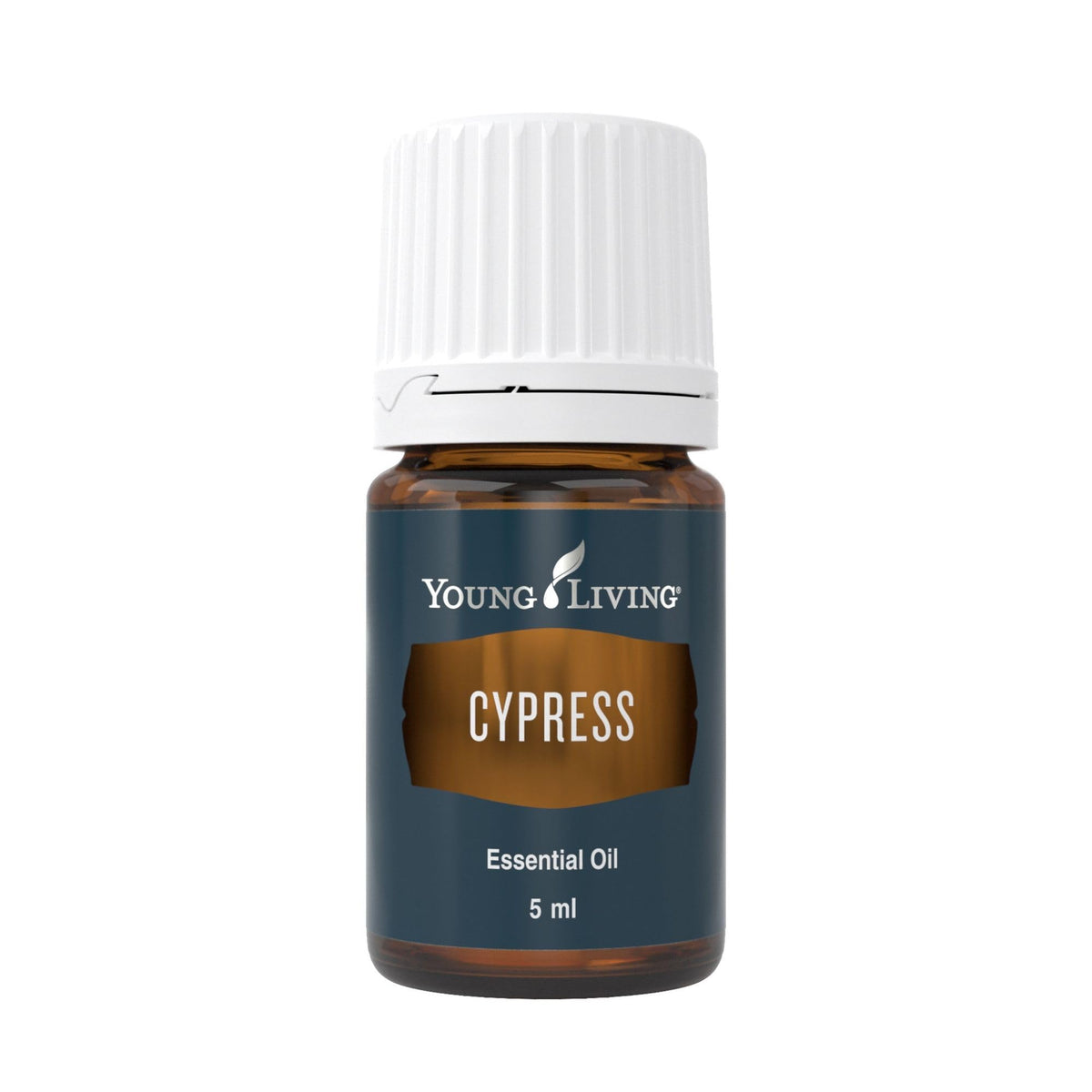 Young Living Cypress essential oil bottle pour for grounding aromatherapy.