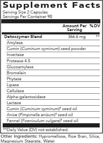 Young Living Detoxzyme bottle on a bright countertop with natural light.