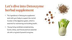 Young Living Detoxzyme bottle with capsules ready for your daily routine.