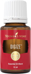 Young Living DiGize 15ml bottle, front view, ideal for on-the-go digestive support
