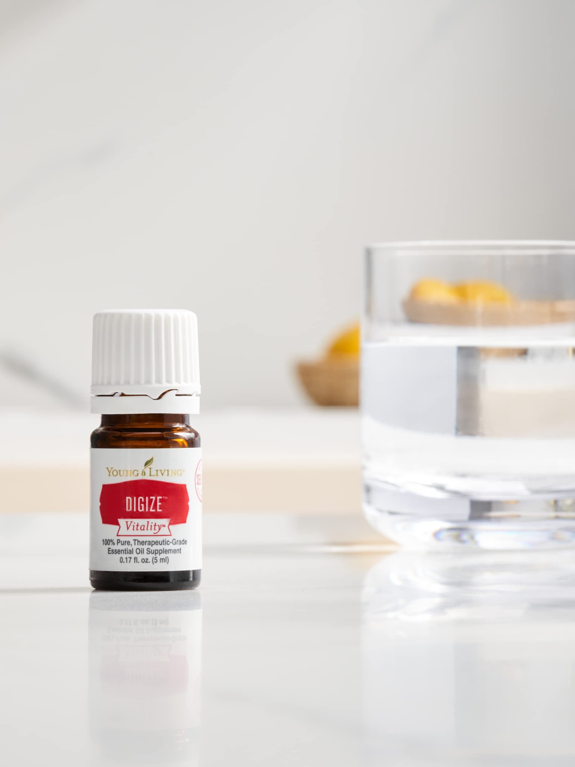 Travel-friendly Young Living Digize bottle ready for on-the-go digestion support.