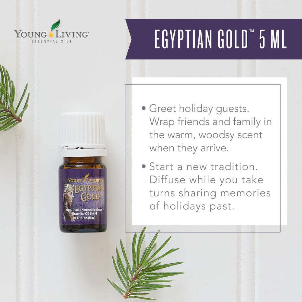 Young Living Egyptian Gold at diffuser scene highlights a calming, spiritual atmosphere.